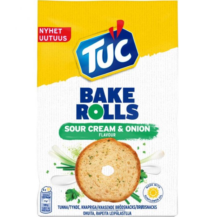 TUC TUC Bake Rolls Sour Cream & Onion leipälastut 150g