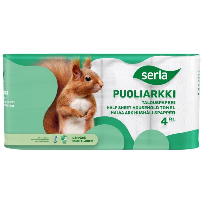 Serla talouspaperi puoliarkki 4rl valkoinen