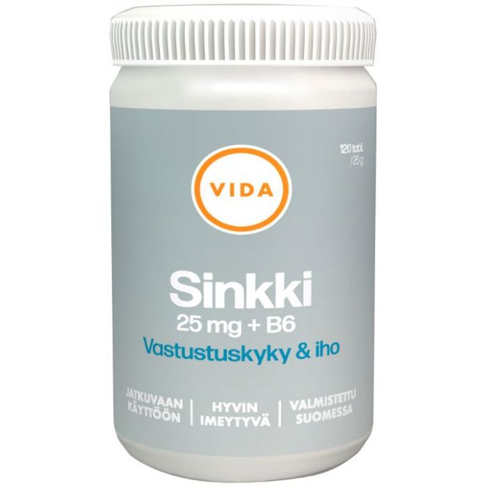 Vida Vida ravintolisä sinkki 25 mg 120 tablettia/ 26 g
