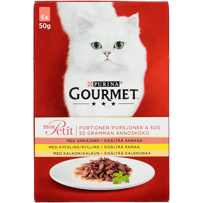 Gourmet 6x50g Mon Petit Sisältää Ankkaa, Kanaa ja Kalkkunaa lajitelma