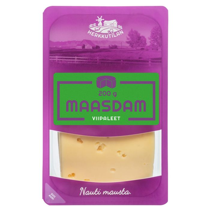 Herkkutilan Maasdamjuusto 200g viipaloitu laktoositon