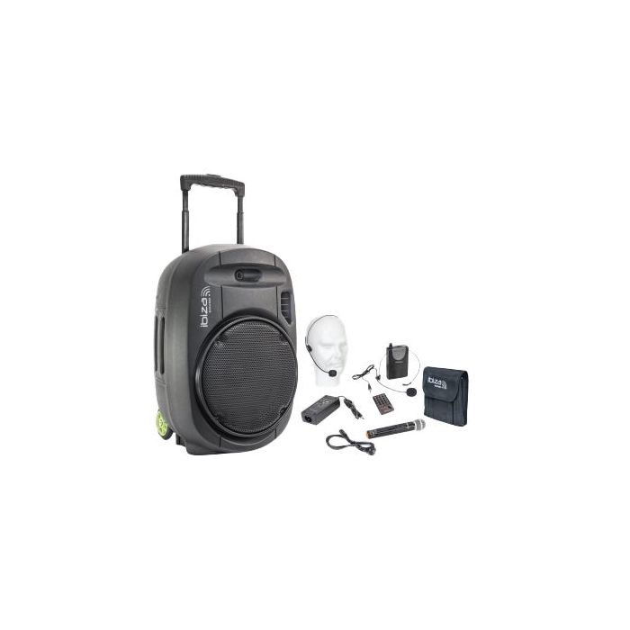 Ibiza Sound Portable Sound System 2x 15ÍÍ 1000W USB, BLUETOOTH 2x UHF MIC