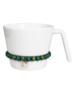 Nuppu kulho kahvalla valkoinen/vihre&auml;