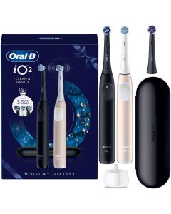 iO2 Duo musta/pinkki lahjapakkaus + 1 vaihtoharja