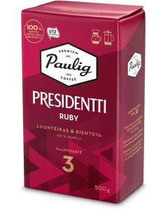 Presidentti Ruby 500g hienojauhettu kahvi UTZ
