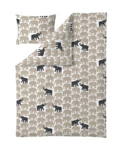 Elefantti vapaa pussilakanasetti 150X210 cm beige/tummanharmaa