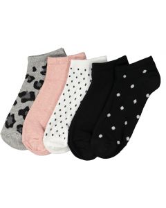Sneaker-sukat 5 paria/pkt, koralli/musta