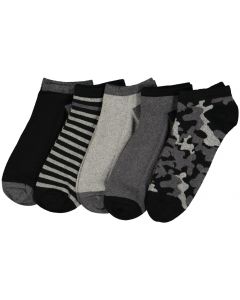 Sneaker-sukat 5 paria/pkt, harmaa/musta