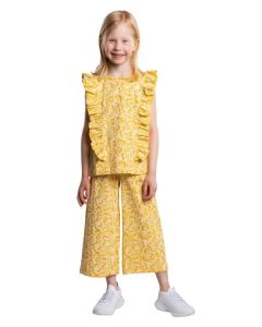 Lasten röyhelösomisteinen hihaton paita, keltainen