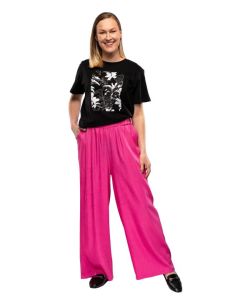 Naisten leveälahkeiset housut, pinkki