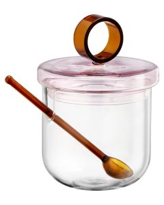 Loop sokerikko ja lusikka kirkas/pinkki/meripihka 14cm