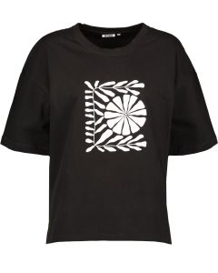 Naisten t-paita printill&auml;, musta