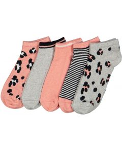 Sneaker-sukat 5 paria/pkt, koralli/harmaa