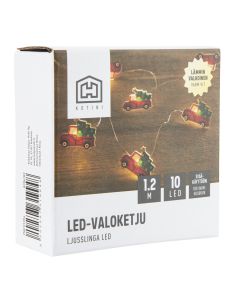 Valoketju pienet autot 10 LED 0,9 m IP20, lämmin valkoinen