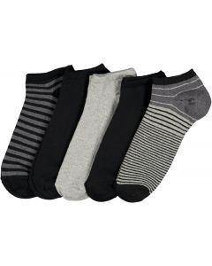 Sneaker-sukat 5 paria/pkt, harmaa/musta