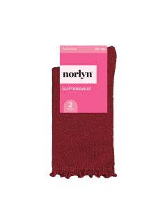 Glitter nilkkasukat 2-pack 36/38-39/41, punainen/musta