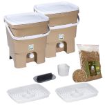 Bokashi Organko -keittiökompostori tuplapakkaus 2 x 16 litraa, beige